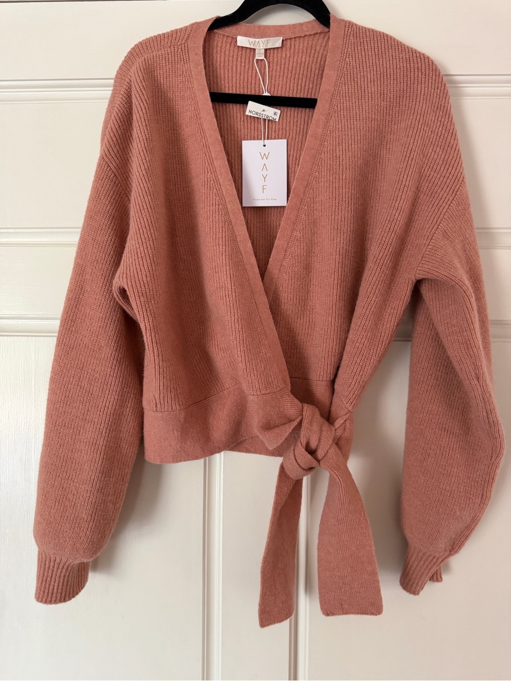 Wayf Dusty Rose V-Neck Wrap Sweater